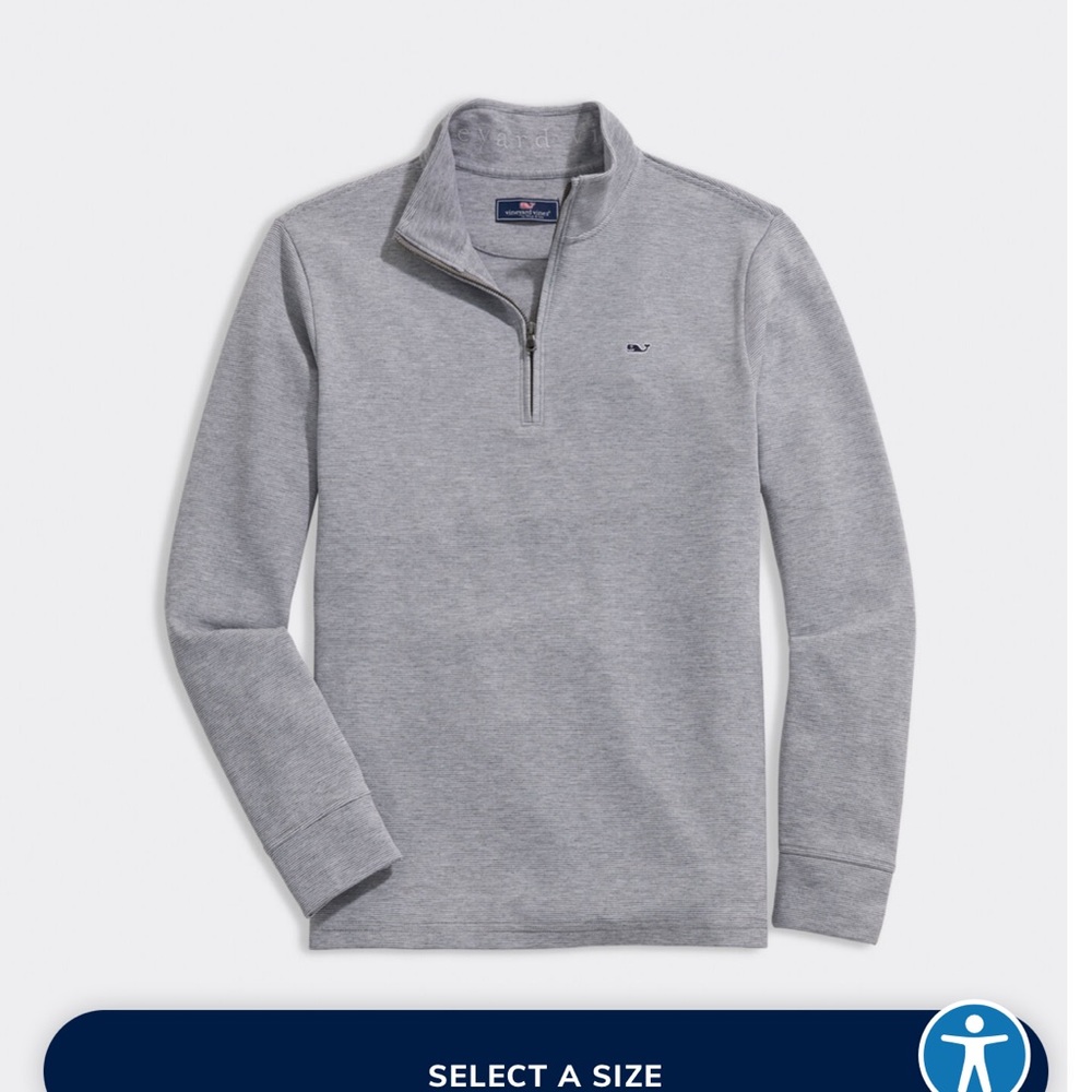 Vineyard Vines Saltwater Quarter zip gray 100% cotton pullover - Picture 4 of 4